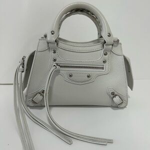 Balenciaga neo city mini white grained leather bag